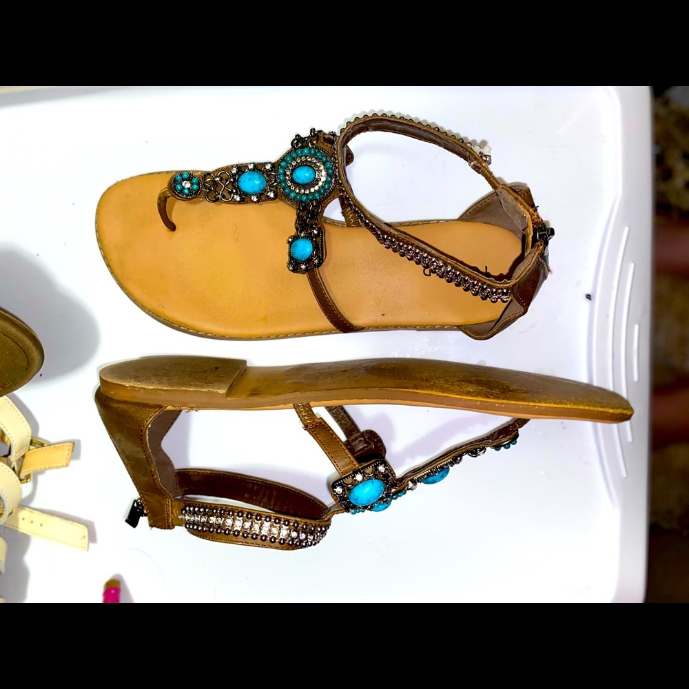 Turquoise statement sandal. Wide width. In good used condition.